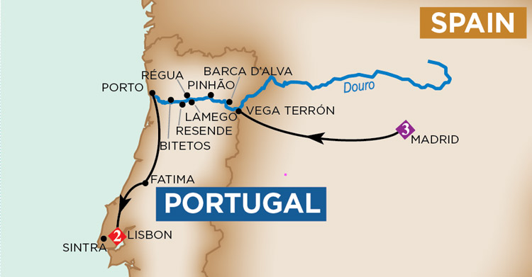 Amawaterways Douro river cruise map